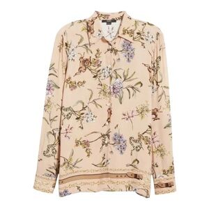 Seventy Venezia Blouse Button Down Floral Forest Deer Print